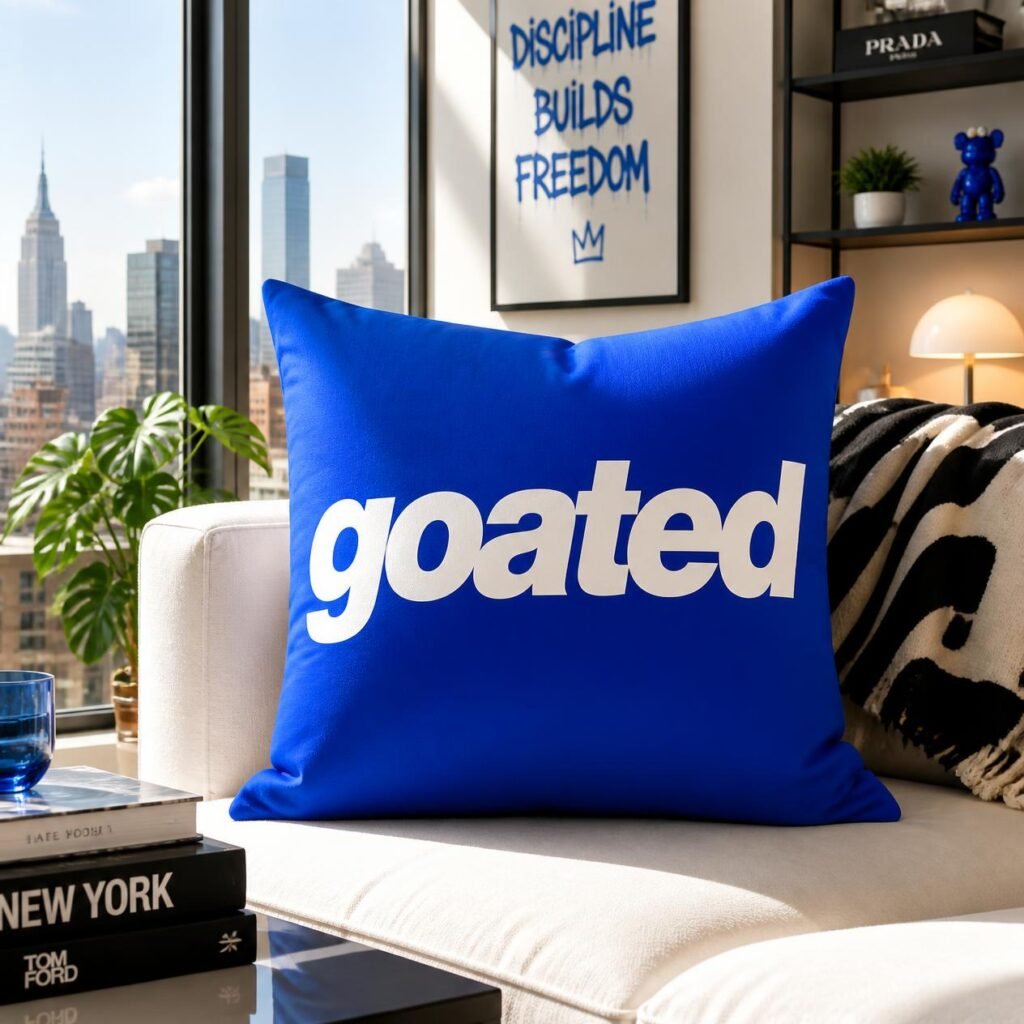 Goated Blue Throw Pillow Cover