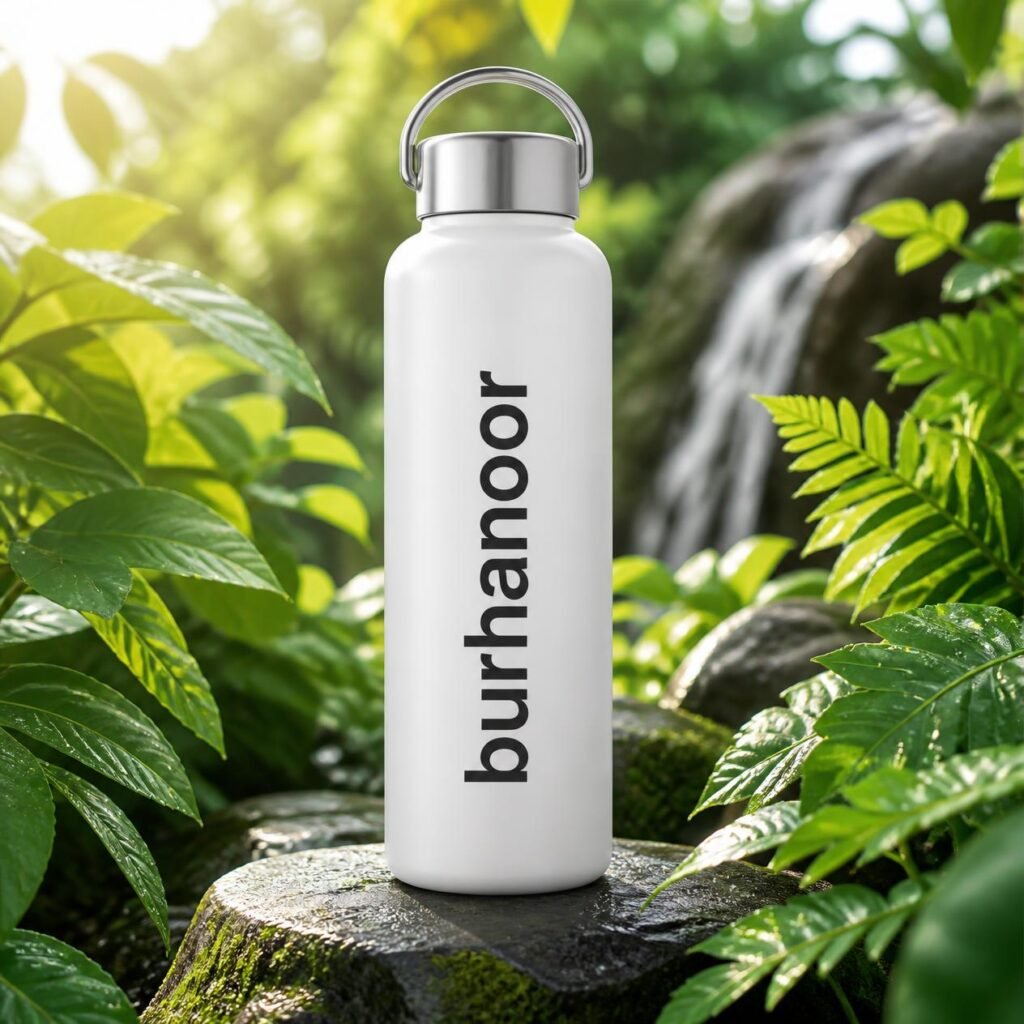 White Water Bottle Stainless Steal Cap